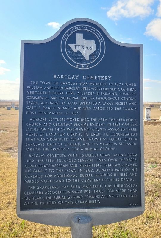 Barclay Cemetery Marker image. Click for full size.