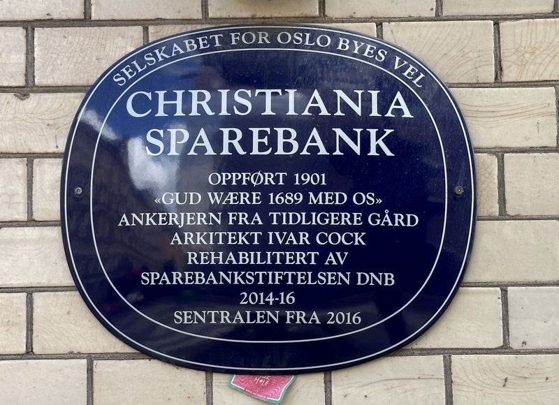 Christiania Sparebank / Christiania Savings Bank Marker image. Click for full size.