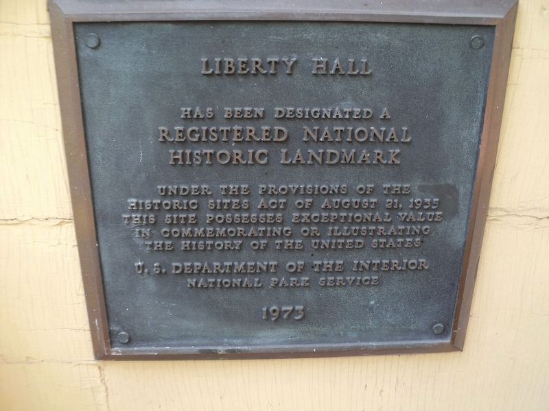 Liberty Hall National Historic Landmark Plaque image. Click for full size.