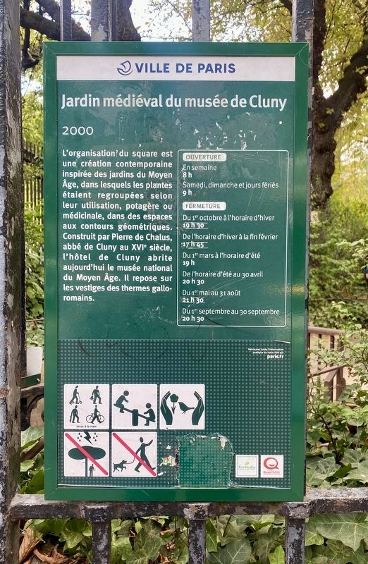 Jardin m�di�val du mus�e de Cluny / Medieval Garden of the Cluny Museum Marker image. Click for full size.