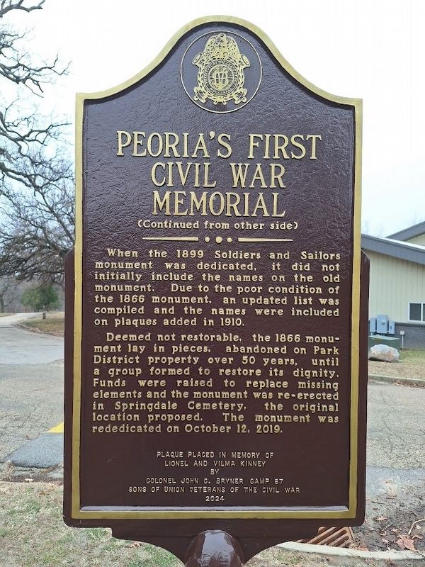 Peoria's First Civil War Memorial. Click for full size. Peoria's First Civil War Memorial image. Click for full size.