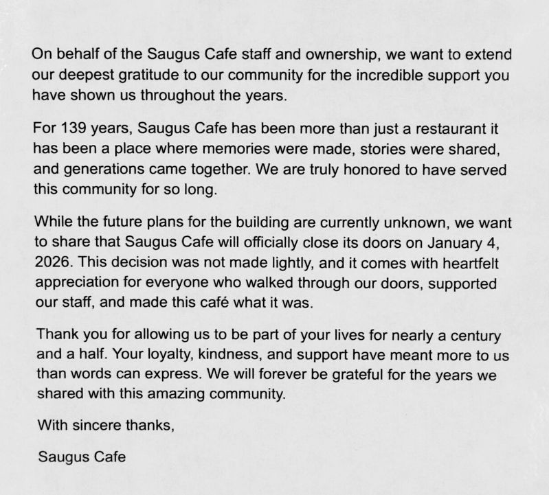 Notice at Café — 2025. Click for full size. Notice at Café — 2025 image. Click for full size.