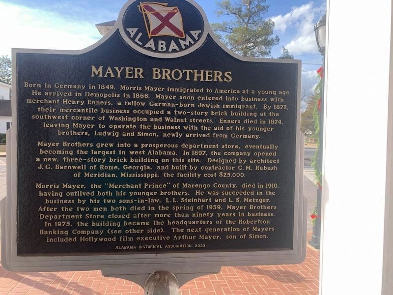 Mayer Brothers side of marker image. Click for full size.