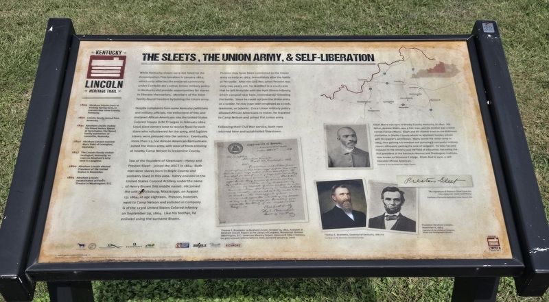 The Sleets, The Union Army, & Self-Liberation Marker. Click for full size. The Sleets, The Union Army, & Self-Liberation Marker image. Click for full size.