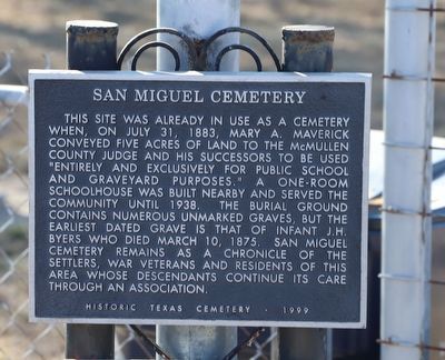San Miguel Cemetery Marker image. Click for full size.