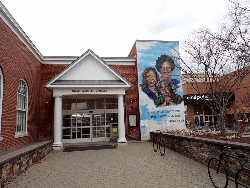 Mural at entrance to Noah Webster Library image. Click for full size.