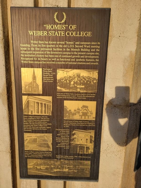 "Homes" of Weber State College Marker. Click for full size. "Homes" of Weber State College Marker image. Click for full size.