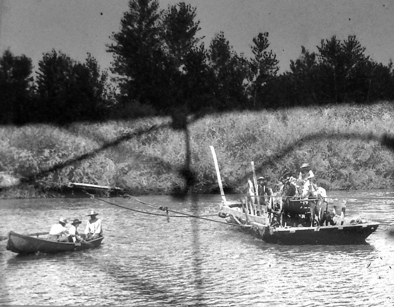 Marker detail: �Modern� ferry crossing the Gunnison River, 1891 image. Click for full size.