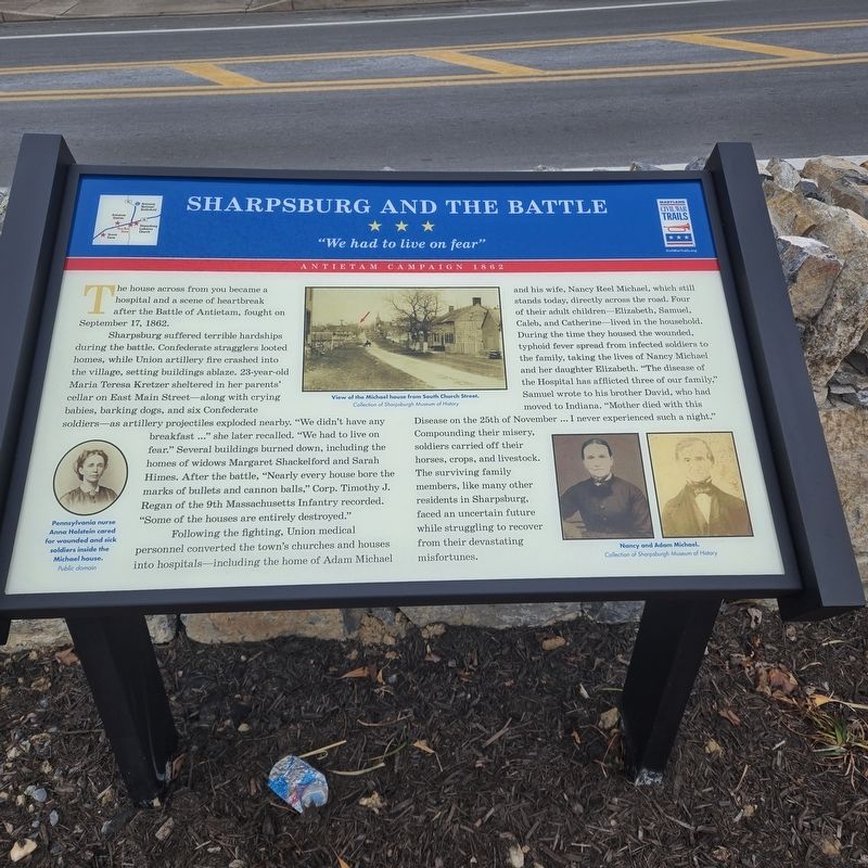 Sharpsburg and the Battle Marker image. Click for full size.