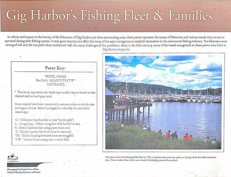 Gig Harbors Fishing Fleet and Families Marker. Click for full size. Gig Harbors Fishing Fleet and Families Marker image. Click for full size.