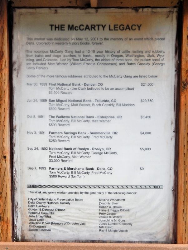 The McCarty Legacy<br>(<i>north side of kiosk</i>). Click for full size. The McCarty Legacy<br>(<i>north side of kiosk</i>) image. Click for full size.