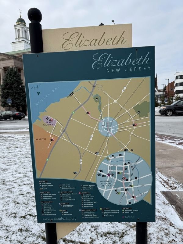 Elizabeth Marker [reverse with map of sites of interest] image. Click for full size.