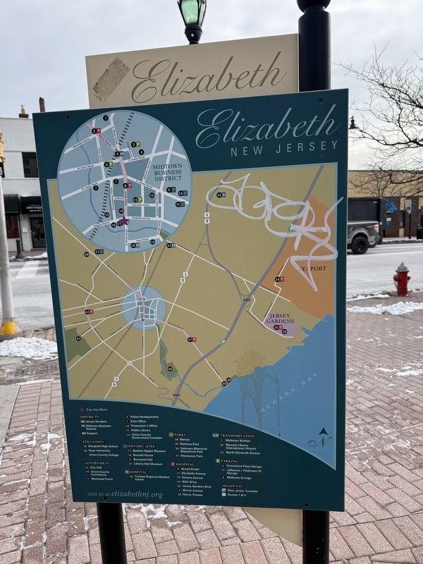 Elizabeth Marker [reverse with map of sites of interest] image. Click for full size.