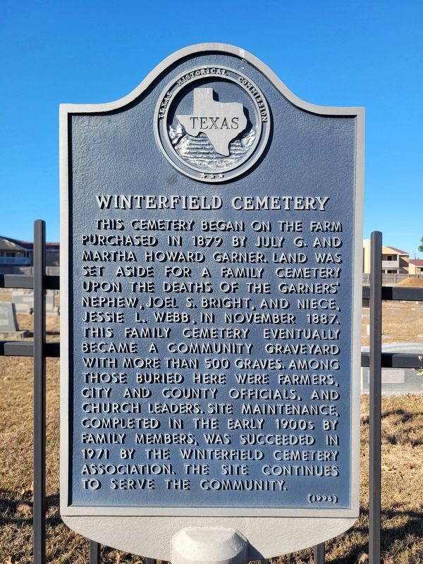 Winterfield Cemetery Marker. Click for full size. Winterfield Cemetery Marker image. Click for full size.
