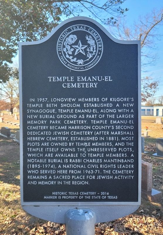 Temple Emanu-El Cemetery Marker. Click for full size. Temple Emanu-El Cemetery Marker image. Click for full size.