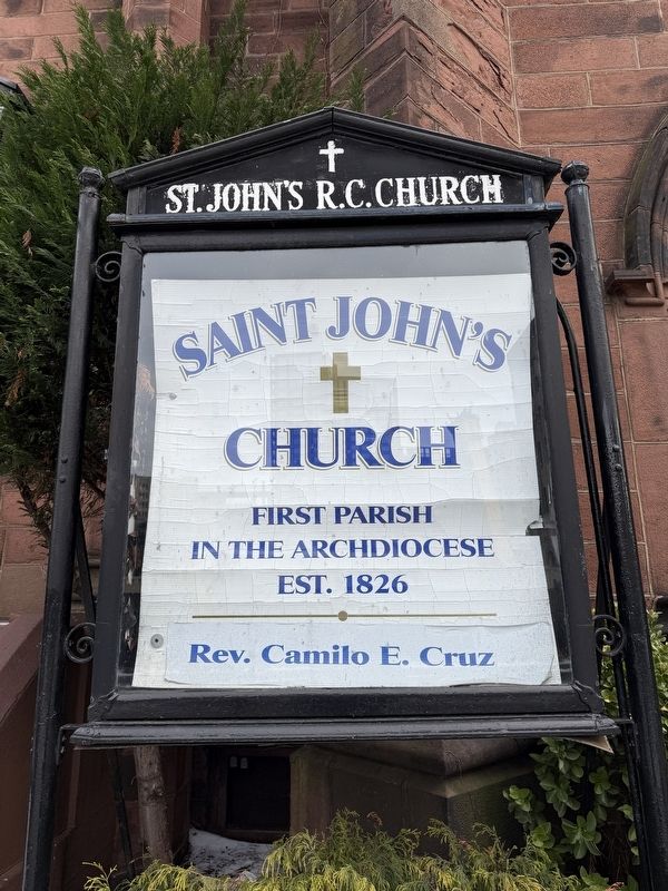 Signage for St. John's Roman Catholic Church. Click for full size. Signage for St. John's Roman Catholic Church image. Click for full size.