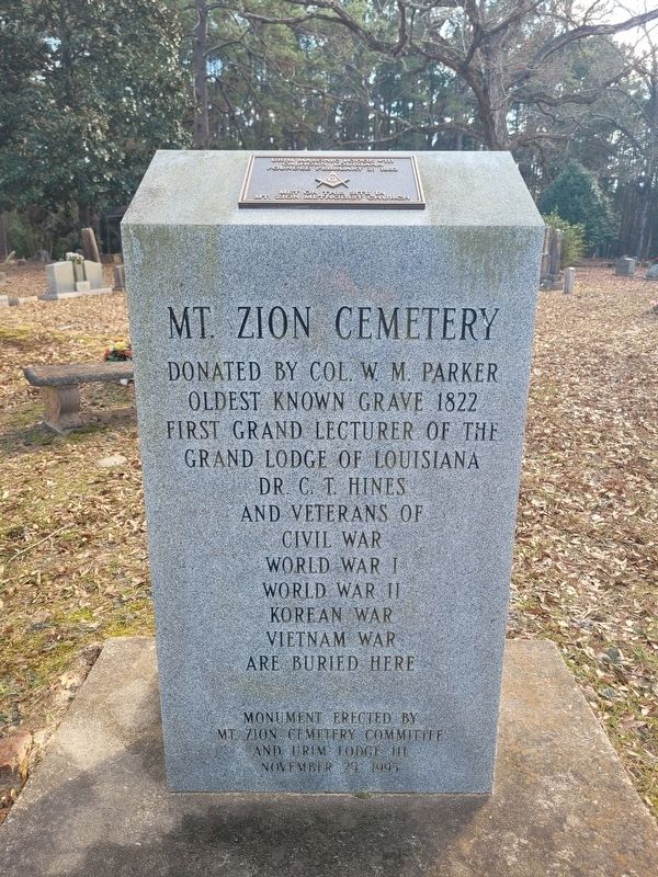 Mt. Zion Cemetery Marker. Click for full size. Mt. Zion Cemetery Marker image. Click for full size.