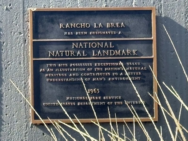 Rancho La Brea - National Natural Landmark Marker. Click for full size. Rancho La Brea - National Natural Landmark Marker image. Click for full size.