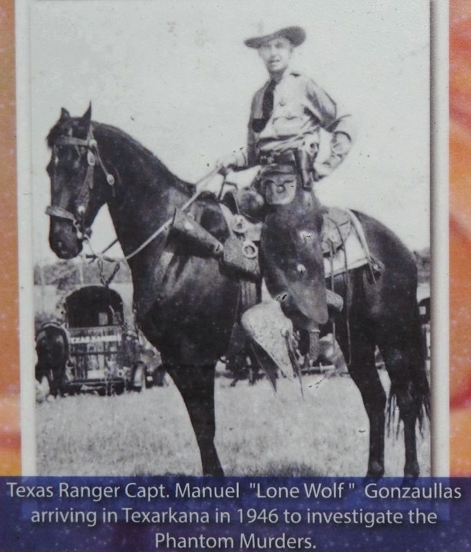 Marker detail: Texas Ranger Capt. Manuel �Lone Wolf� Gonzaullas image. Click for full size.