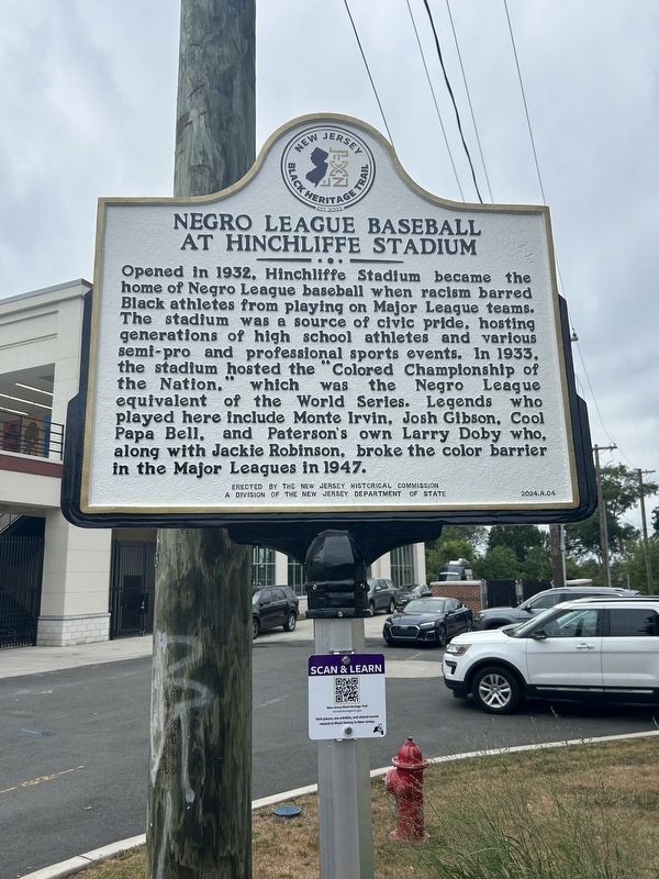 Negro League Baseball at Hinchliffe Stadium Marker image. Click for full size.