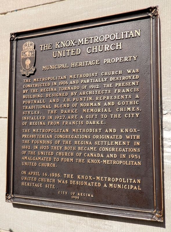 The Knox-Metropolitan United Church Marker. Click for full size. The Knox-Metropolitan United Church Marker image. Click for full size.