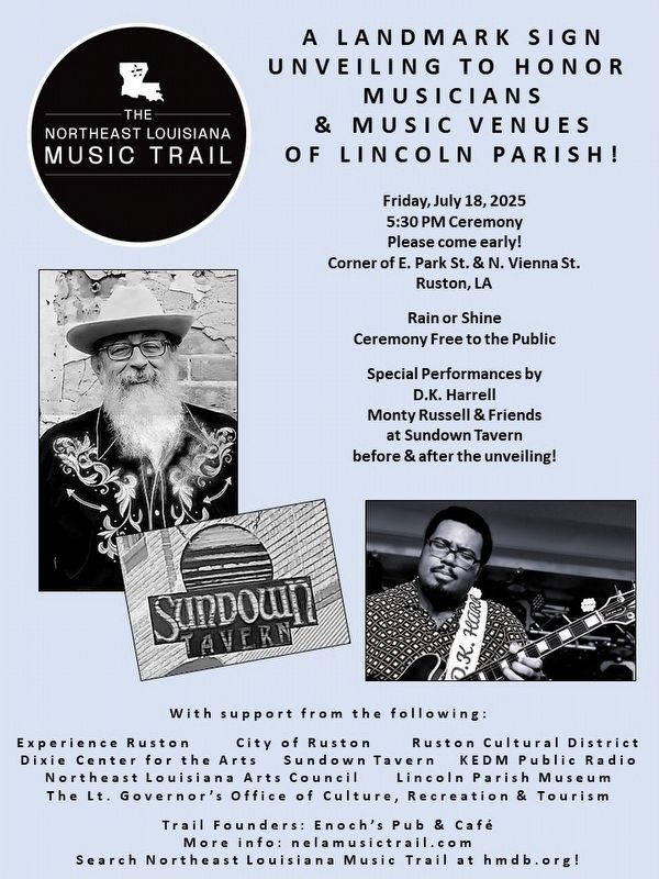 Lincoln Parish Musicians & Music Venues Marker image. Click for full size.