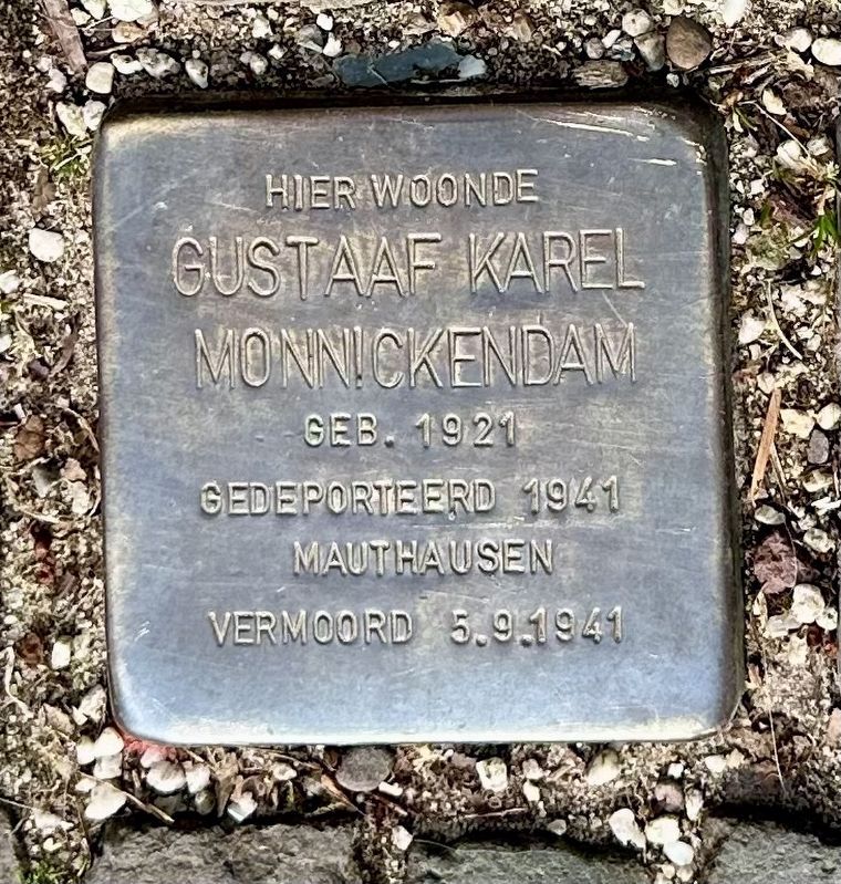 Gustaaf Karel Monnickendam stolperstein. Click for full size. Gustaaf Karel Monnickendam stolperstein image. Click for full size.