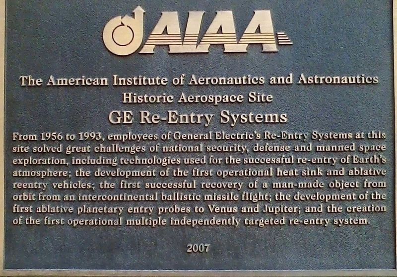 GE Re-Entry Systems Marker. Click for full size. GE Re-Entry Systems Marker image. Click for full size.