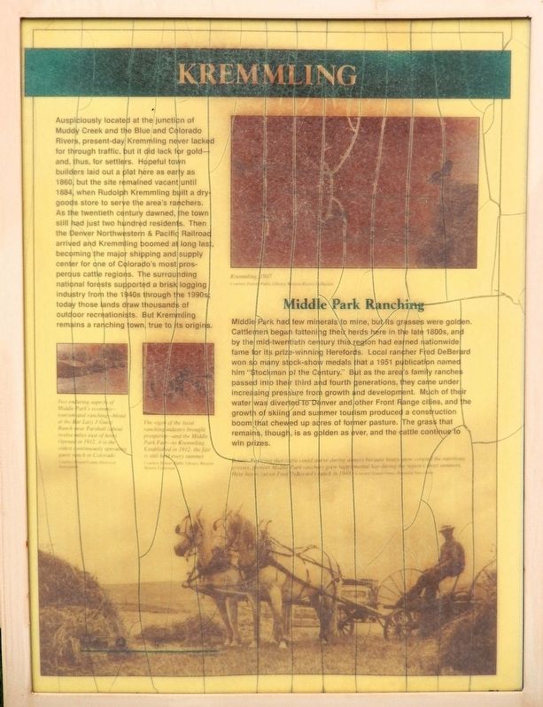 Kremmling Marker. Click for full size. Kremmling Marker image. Click for full size.
