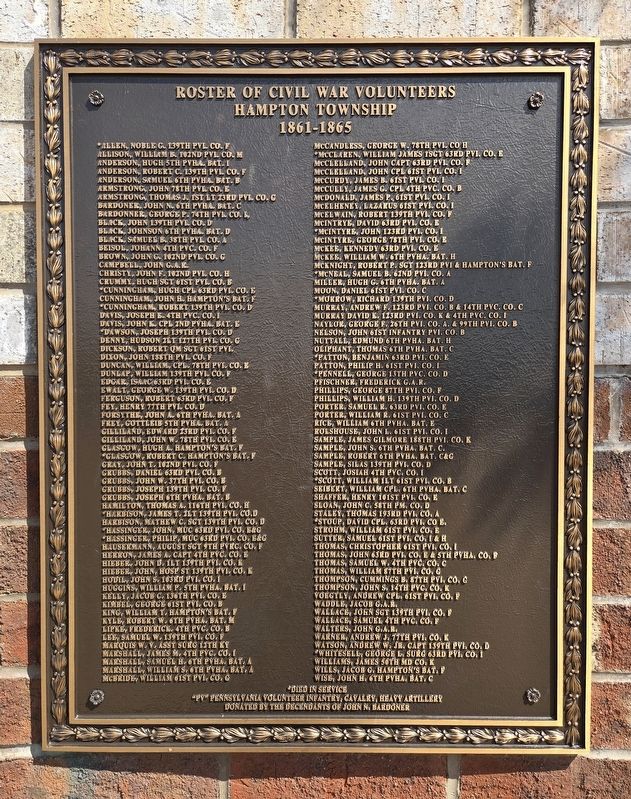Hampton Township Civil War Volunteers Marker image. Click for full size.