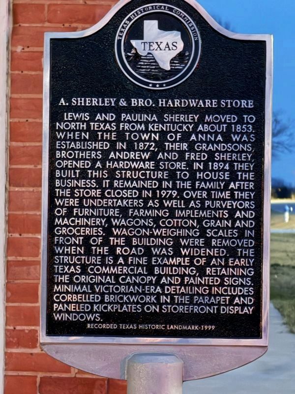 A. Sherley & Bro. Hardware Store Marker image. Click for full size.