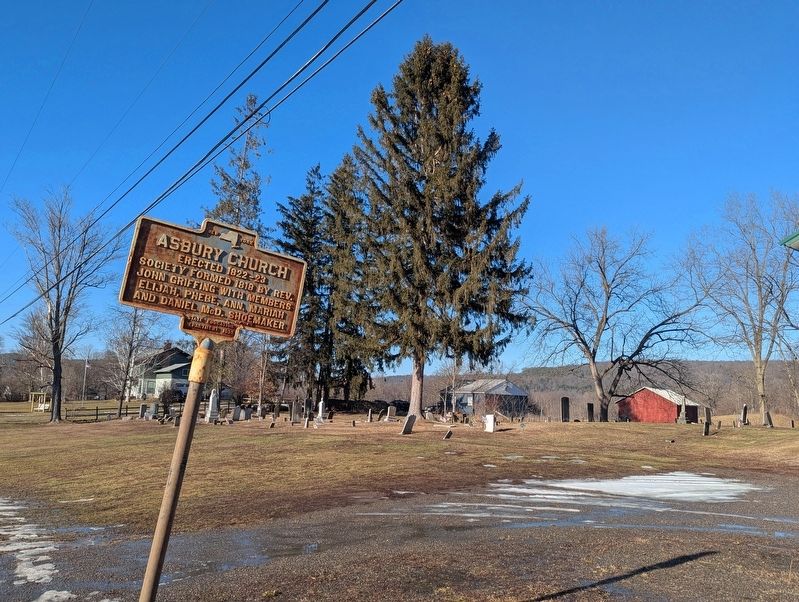 Asbury Church Marker as it stands near the cemetery image. Click for full size.