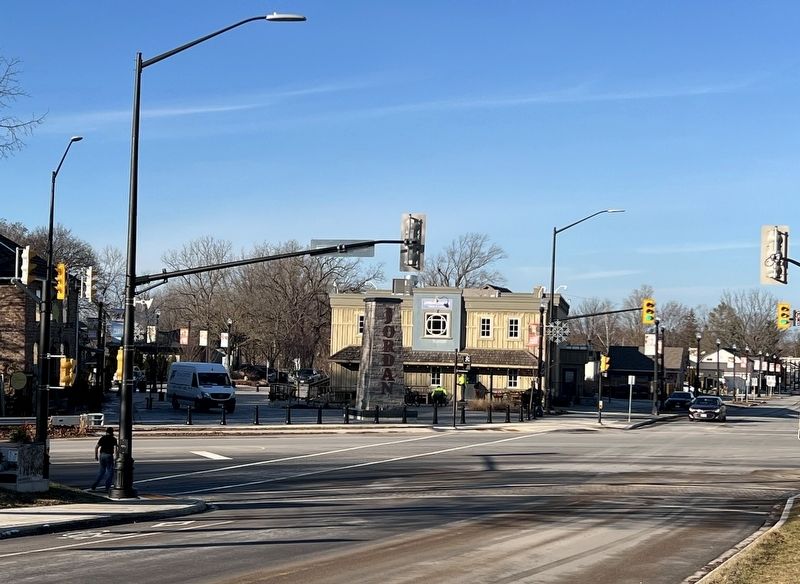 Jordan Village (just north of the marker), in 2026. Click for full size. Jordan Village (just north of the marker), in 2026 image. Click for full size.