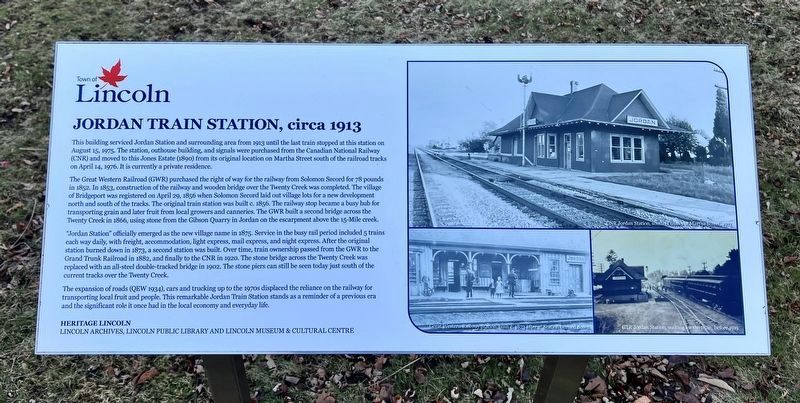 Jordan Train Station, circa 1913 Marker image. Click for full size.