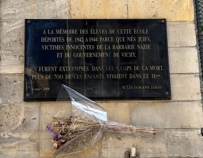 Rue Vauvenargues Deported Jewish Students Memorial Marker image. Click for full size.