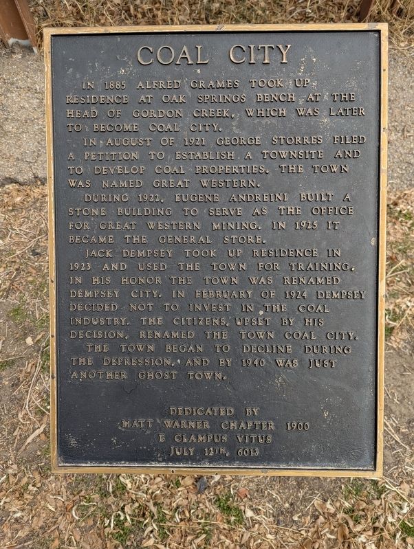 Coal City Marker. Click for full size. Coal City Marker image. Click for full size.
