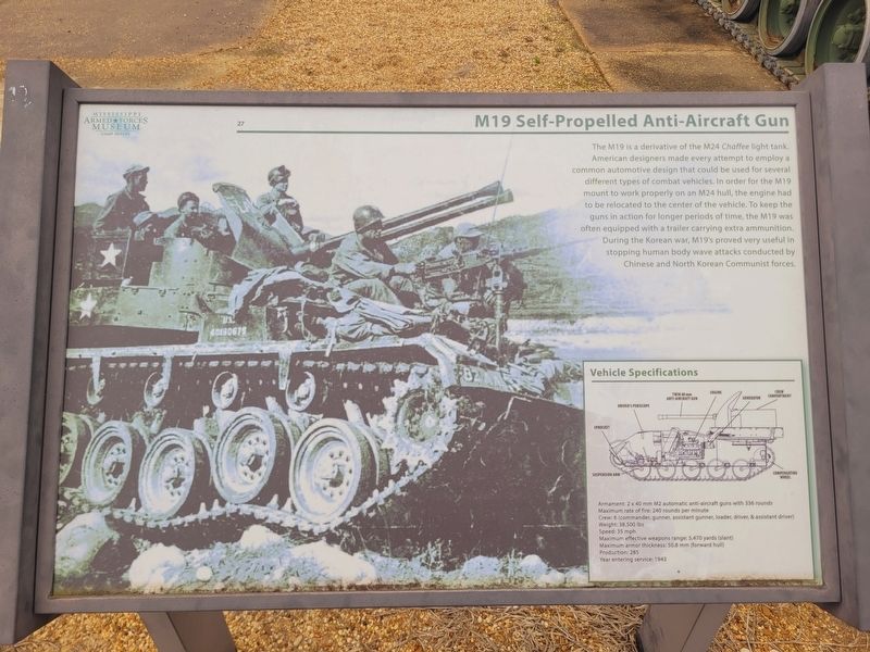 M19 Self-Propelled Anti-Aircraft Gun Marker. Click for full size. M19 Self-Propelled Anti-Aircraft Gun Marker image. Click for full size.