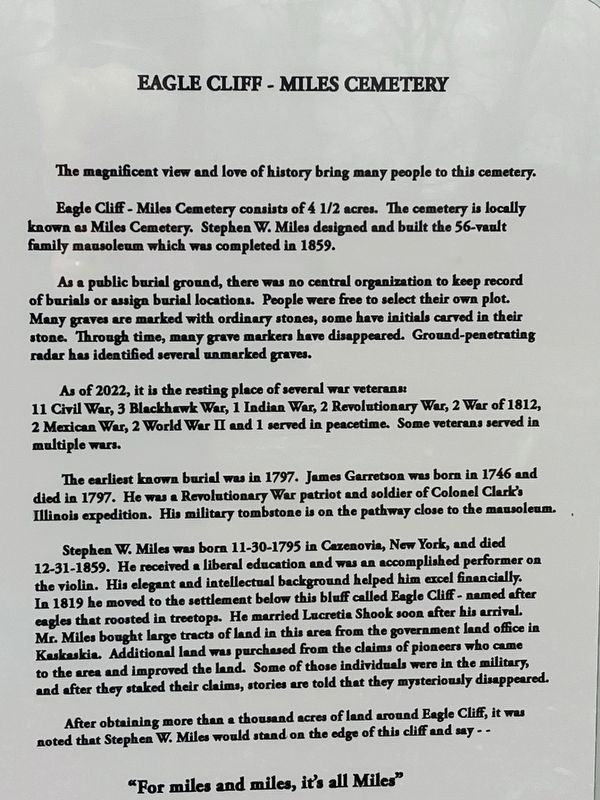 Eagle Cliff - Miles Cemetery Marker. Click for full size. Eagle Cliff - Miles Cemetery Marker image. Click for full size.