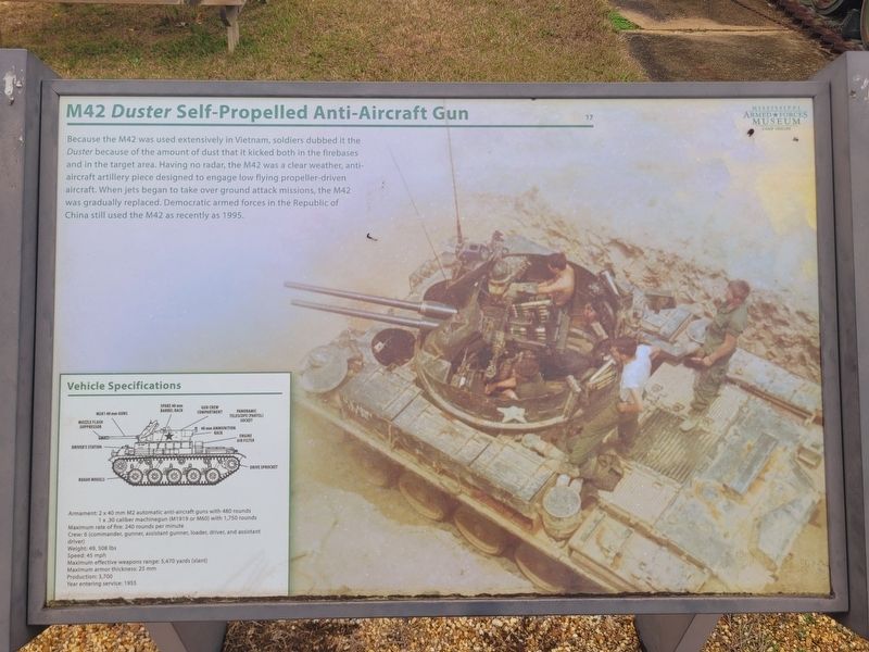 M42 <i>Duster</i> Self-Propelled Anti-Aircraft Gun Marker image. Click for full size.