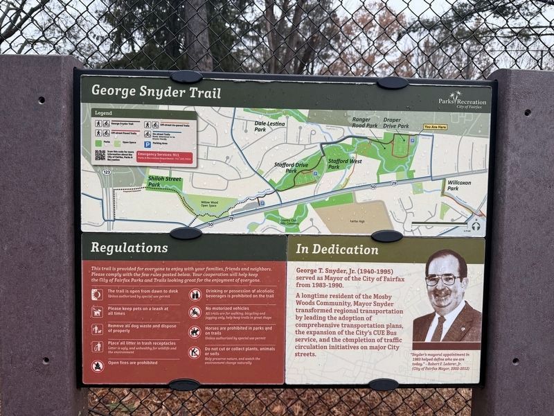 George Snyder Trail Marker. Click for full size. George Snyder Trail Marker image. Click for full size.