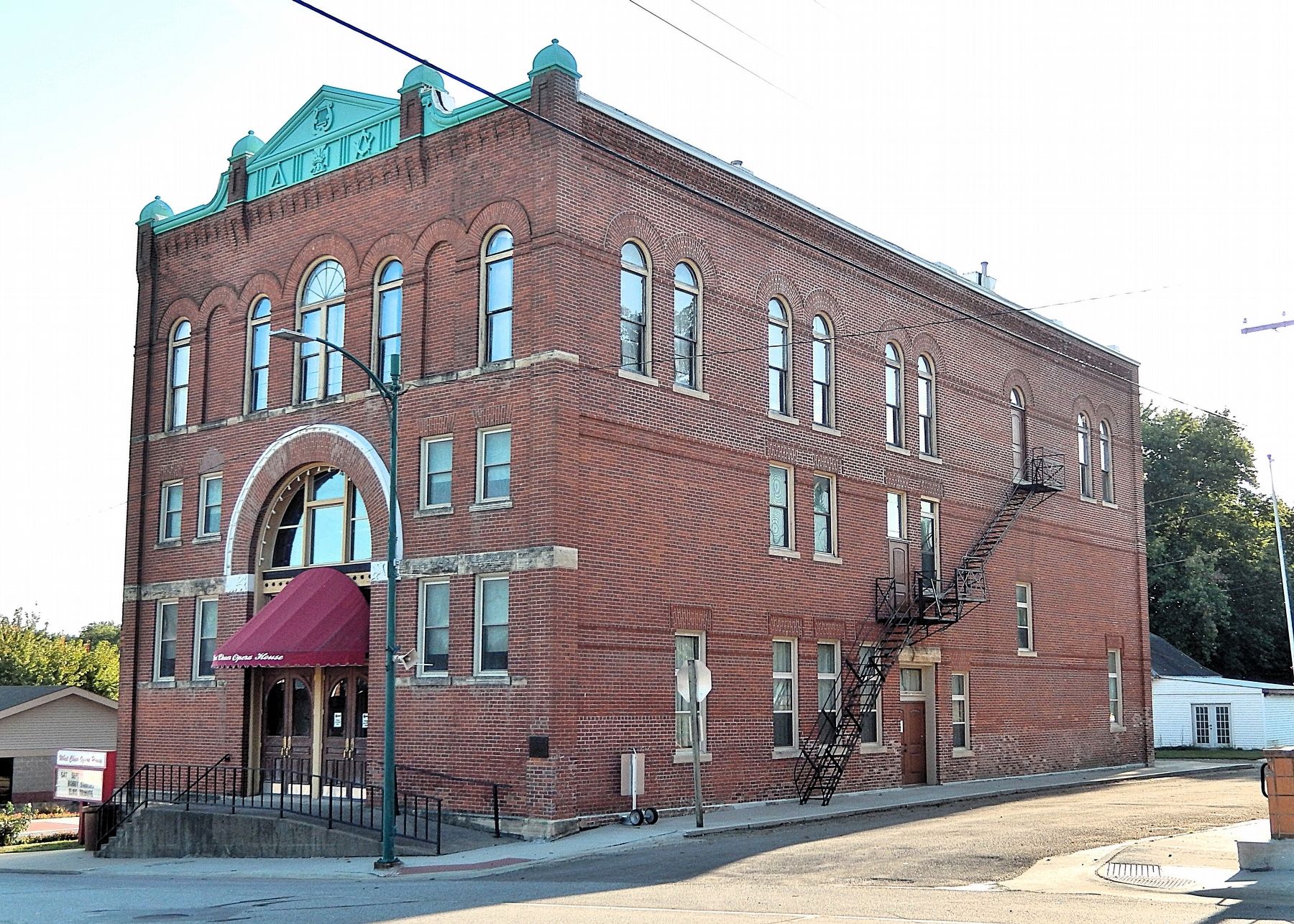 What Cheer Opera House (<i>northeast elevation</i>). Click for full size. What Cheer Opera House (<i>northeast elevation</i>) image. Click for full size.