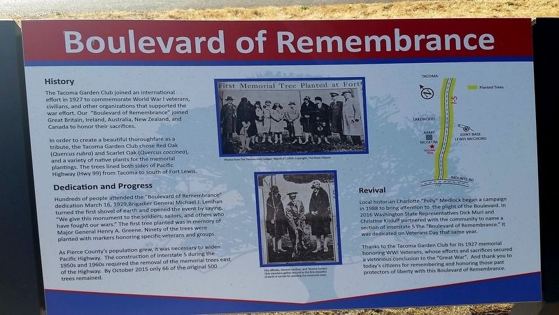 Boulevard of Remembrance Marker. Click for full size. Boulevard of Remembrance Marker image. Click for full size.