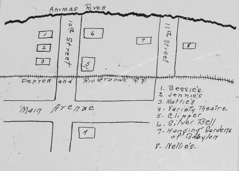 Marker detail: Map of Durango 's Red-light District image. Click for full size.