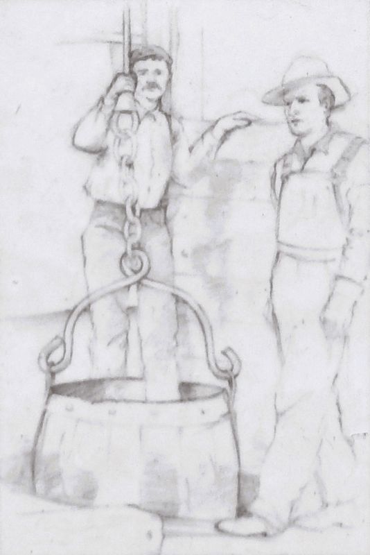 Marker detail: Riding the shaft can skip into the mine image. Click for full size.
