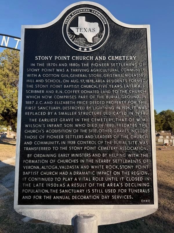 Stony Point Church and Cemetery Marker image. Click for full size.