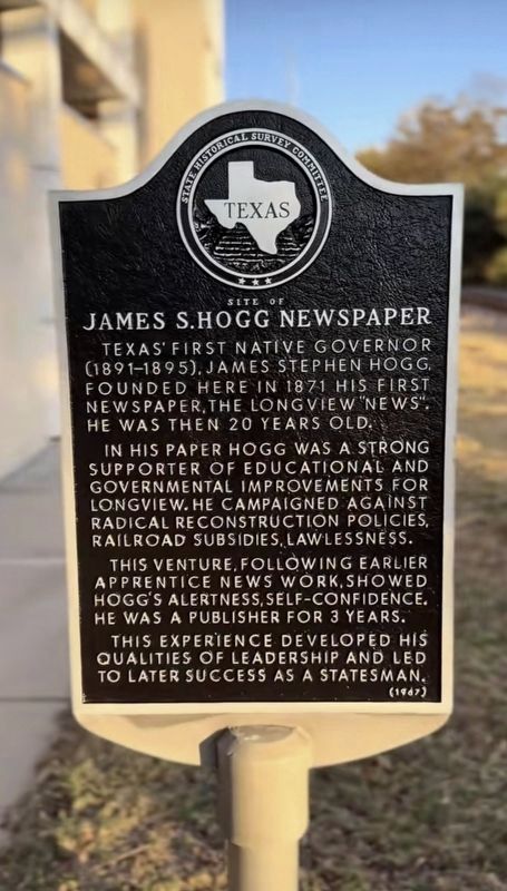 Site of James S. Hogg Newspaper Marker image. Click for full size.