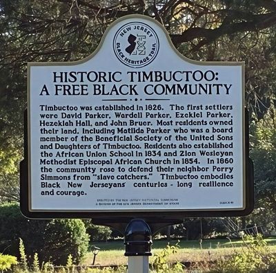 Historic Timbuctoo: A Free Black Community Marker image. Click for full size.