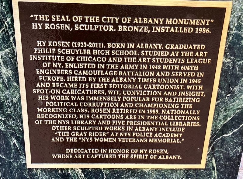 The Seal of the City of Albany Monument Marker image. Click for full size.