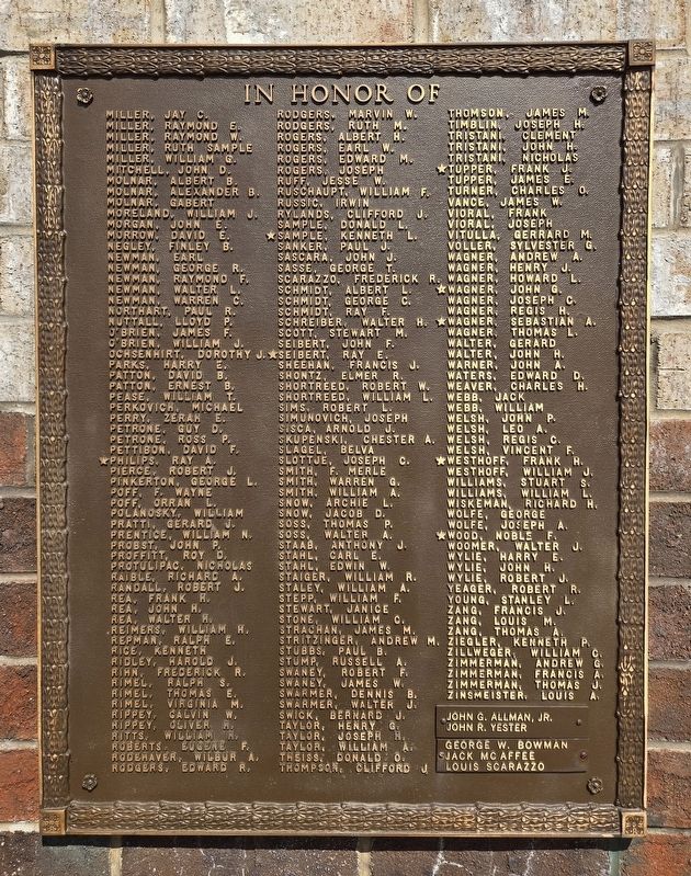 Hampton Township World War II Honor Roll Marker image. Click for full size.