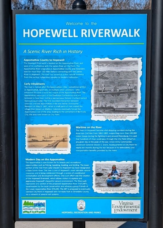 Welcome to the Hopewell Riverwalk Marker (panel 1) image. Click for full size.